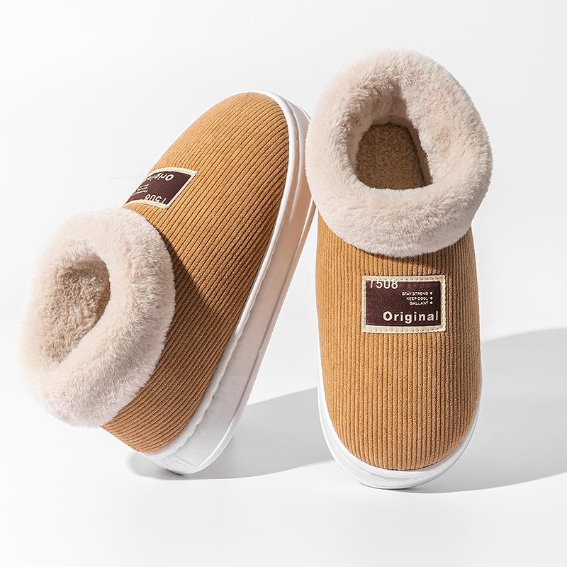 Women's High-Top Cotton Slippers, Winter Non-Slip Indoor/Outdoor, Thick Plush, Full-Wrap, Casual Warm Shoes