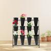 3 Tiers Iron Flower Stand W/12 Plastic Flower Buckets ,Suitable for Organizing and Displaying Potted Plants