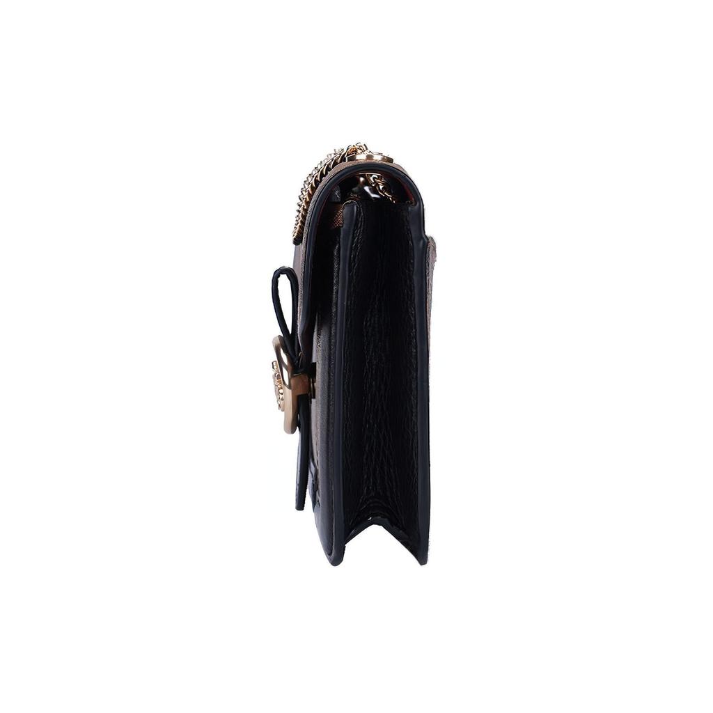 Coach Georgie 20 Horse Carriage Buckle Chain Canvas And Leather Crossbody Bag Small Women crossbody bag Black Brown 6421-IMRL8