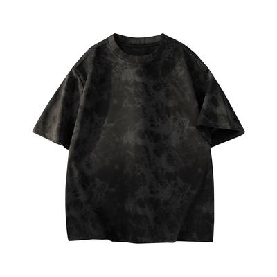 Solon Cotton Striped Fabric Tie-dye T-shirt Round Neck T-shirt with Quarter Sleeves