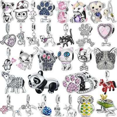 Newcopper Animals Series Monkey Owl Dog Cat Pet Beads Pendant Fit Bracelet Necklace Dangle Diy Fashion Jewelry For Women