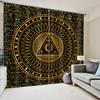 2 Panel Gold Black Curtain Pattern Geometric Curtain for Bedroom Living Room Floor-to-ceiling Window Shutters Blinds Grommet Top