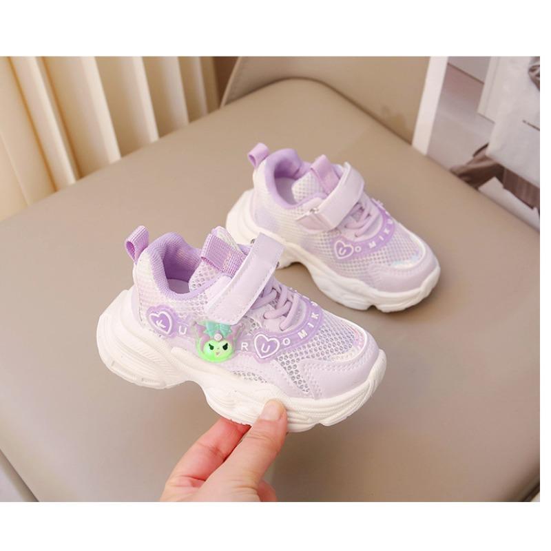 Girls Shoes Spring and Autumn Sports Shoes Foot Stepping Lamp Mesh Children Baby Breathable Mesh Shoes Casual Shoes Medium and Small Children