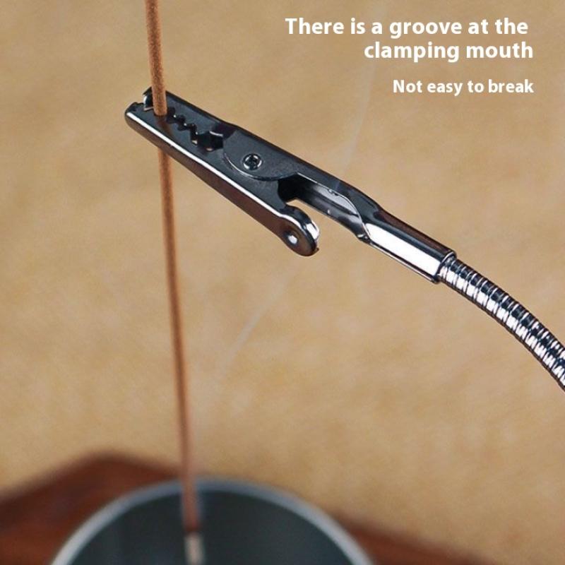 Portable Vertical Incense Bracket Stainless Steel Anti-Tilt Double Ends Alligator Clips Adjusted Incense Clip