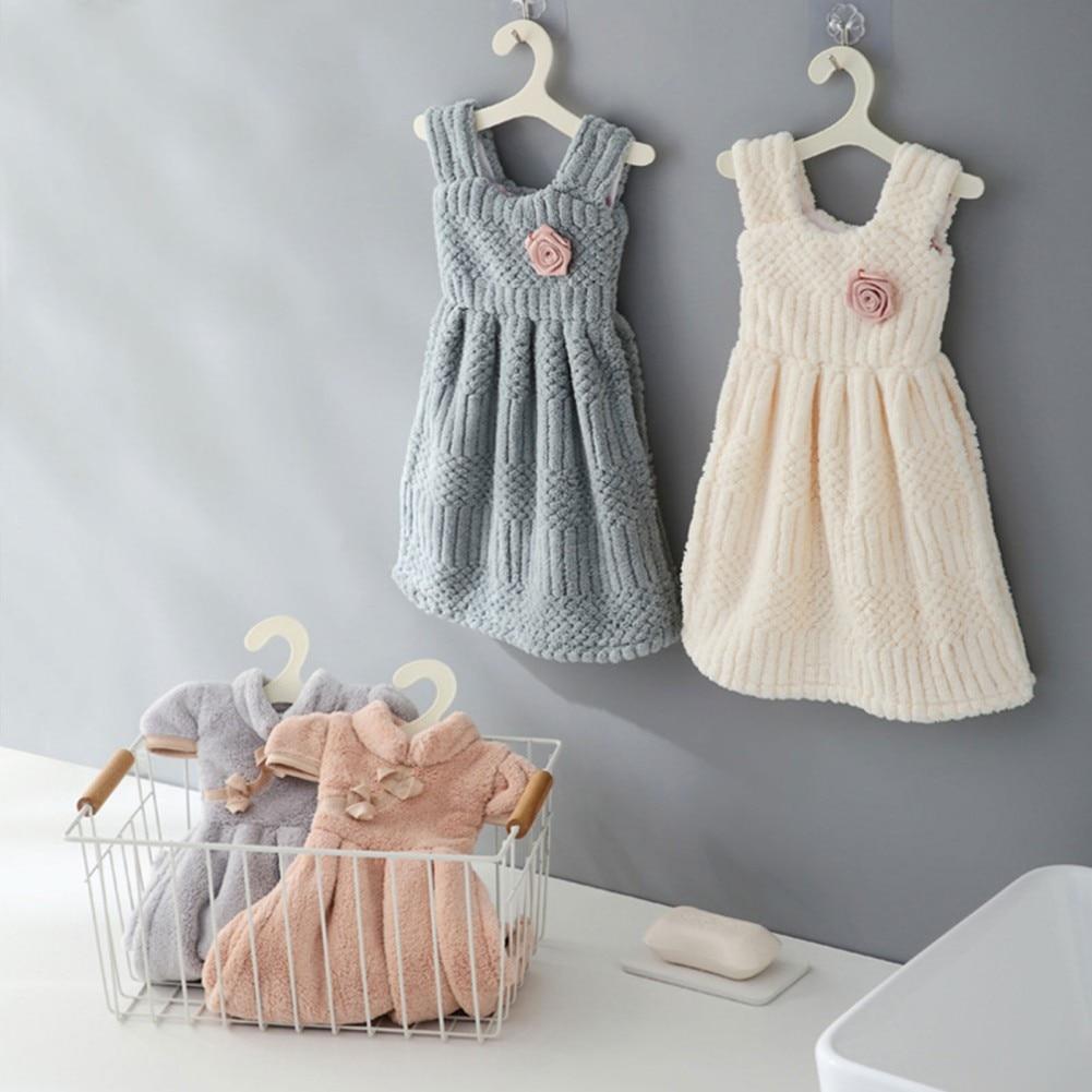 Princess Dress Towel Thick Coral Velvet Super Absorbent Dry Hand Towels Children Bathroom Handkerchief Kitchen Tools