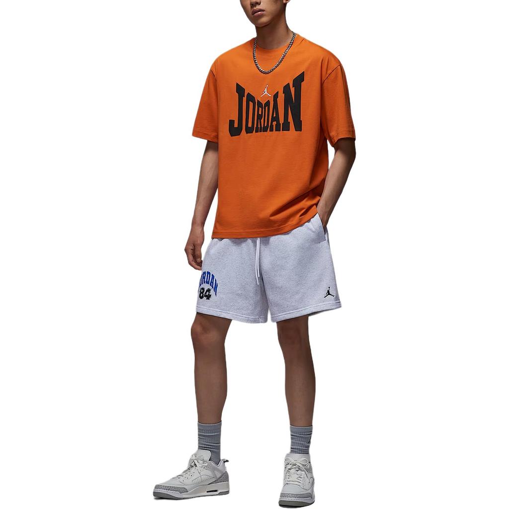 Jordan Brooklyn T Shirts Men's Seastar Orange/Sail White Crew Neck Moderate HV3895-805
