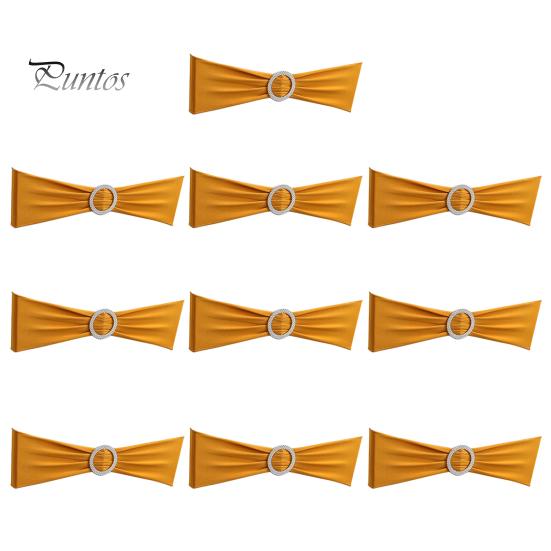 10 шт чехлов на спинки стульев однотонные с круглой пряжкой эластичные многоразовые ремни безопасности для вечеринок свадеб торжеств банкетных стульев стульев для столовой в отеле золотистый 957₽