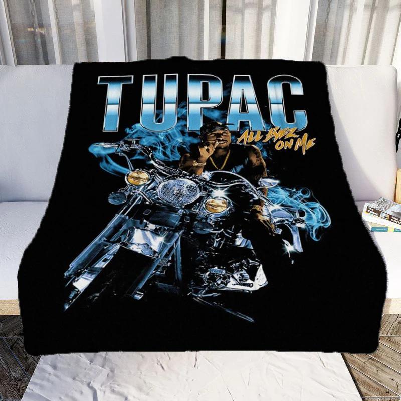 Tupac Shakur Printed Throw Blanket Super Soft Flannel Comfortable Sofa Blanket Fashionable Bed Sheet for Mattress