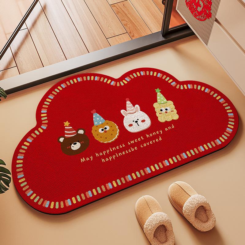 

Diatom Mud Floor Mat Red Festive Water-Absorbing Quick-Drying Foot Mat Wear-Resistant, Dirt-Resistant And Non-Slip Household Bathroom Floor Mat 40*60cm