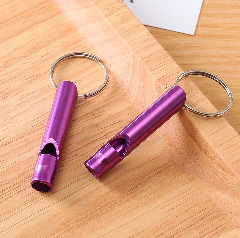 High-Frequency Dual/Single-Hole Aluminum Whistle with Lanyard for Outdoor Survival
