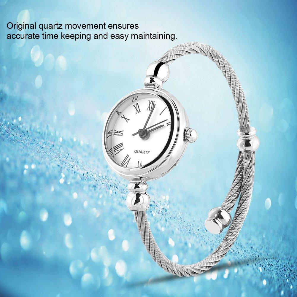Analog Round Quartz Bracelet Watch with Alloy Roman White 4 Colors Women's Strap, Plate,