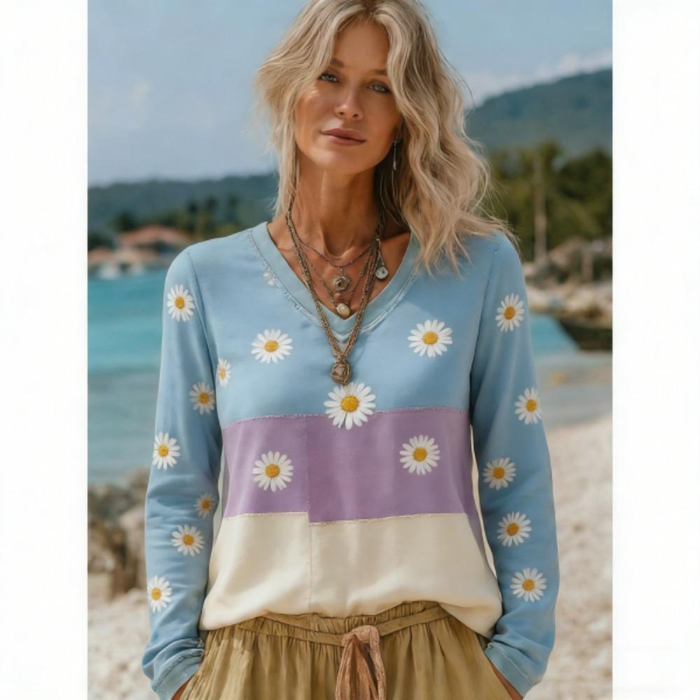 Spring Autumn Europe America Style Fashion V-neck Women's T-shirt Pullover Women Long Sleeve Clothing Outdoor Casual Tees Top