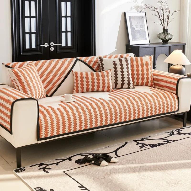 Luxury Chenille Sofa Cover for Living Room Universal Sofa Cushion Towel Wheat Pattern Non-Slip Couch Armrest Backrest Slipcover