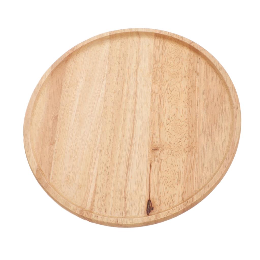 Round Wood Tray 30cm Simple Style Stable Serving Tray for Breakfast Pizza Fruit Snacks