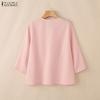ZANZEA Women Casual Embroidery V-Neck Loose 3/4 Sleeve Blouse