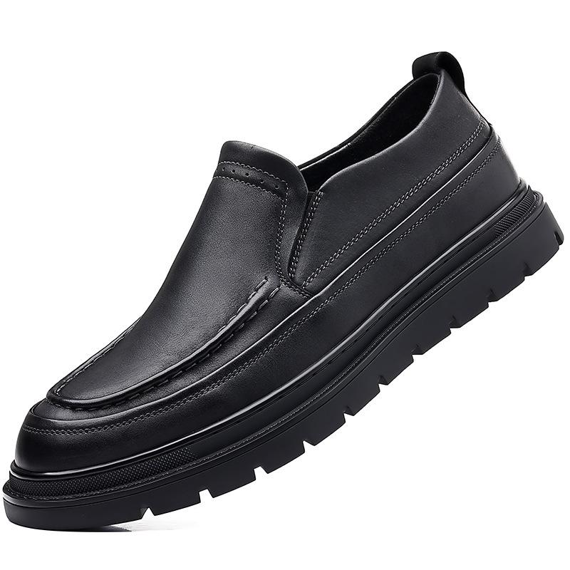 Zapatos de Cuero de Negocios para Hombre Zapatos de Plataforma Casuales de Cuero Aumento de Altura Zapatos de Hombre Mocasines de Estilo Británico Antideslizantes y Resistentes al Desgaste