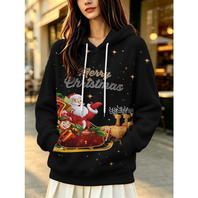 Hooded Sweater Woman Pet Handshake Paw Print Love Print Large Size Loose Autumn and Winter Casual Jumper Hoodie