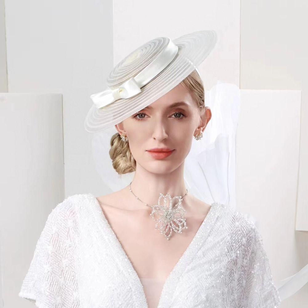 Elegant Mesh Bow Headband Exquisite Kentucky Hat Top Hat Masquerade Hair Band Dance Show