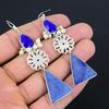 Sisters Day Deal Blue Sapphire Stone Sterling Silver Dangle Birthday Earrings