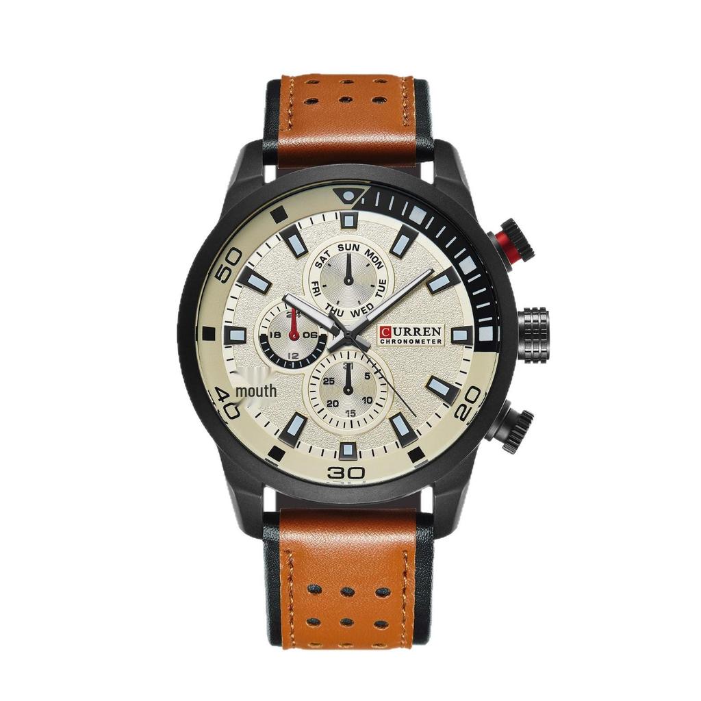 CURREN 8250 Men's Quartz Sport Casual Watch with Leather Strap