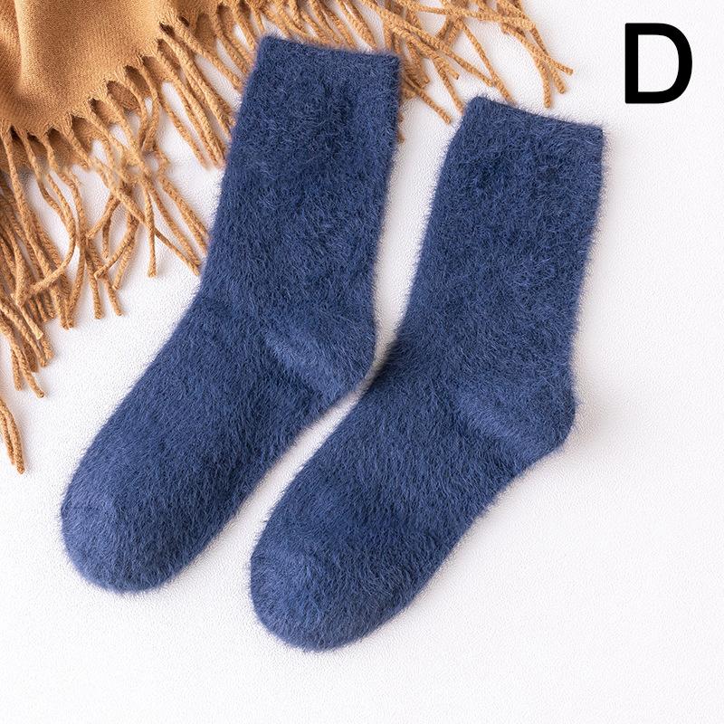 Women's Autumn And Winter Warm Mink Fleece Tube Socks Plush Sleep Socks Mid Calf Hosiery Sock