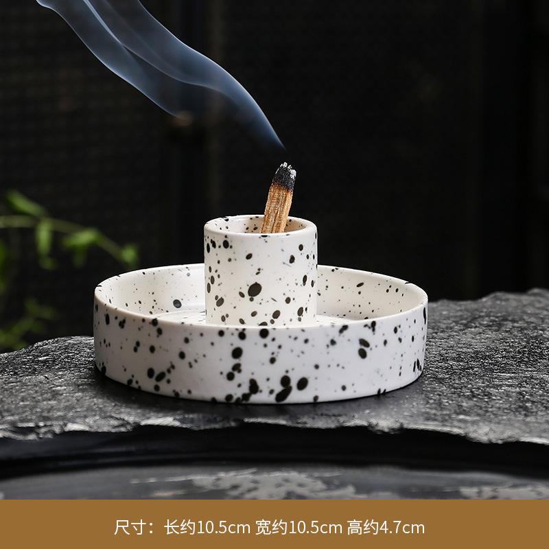 Vintage Keramik Kerzenhalter mit Keramikplatten-Tablett Räuchergefäß für Meditationsraum Heimdekor
