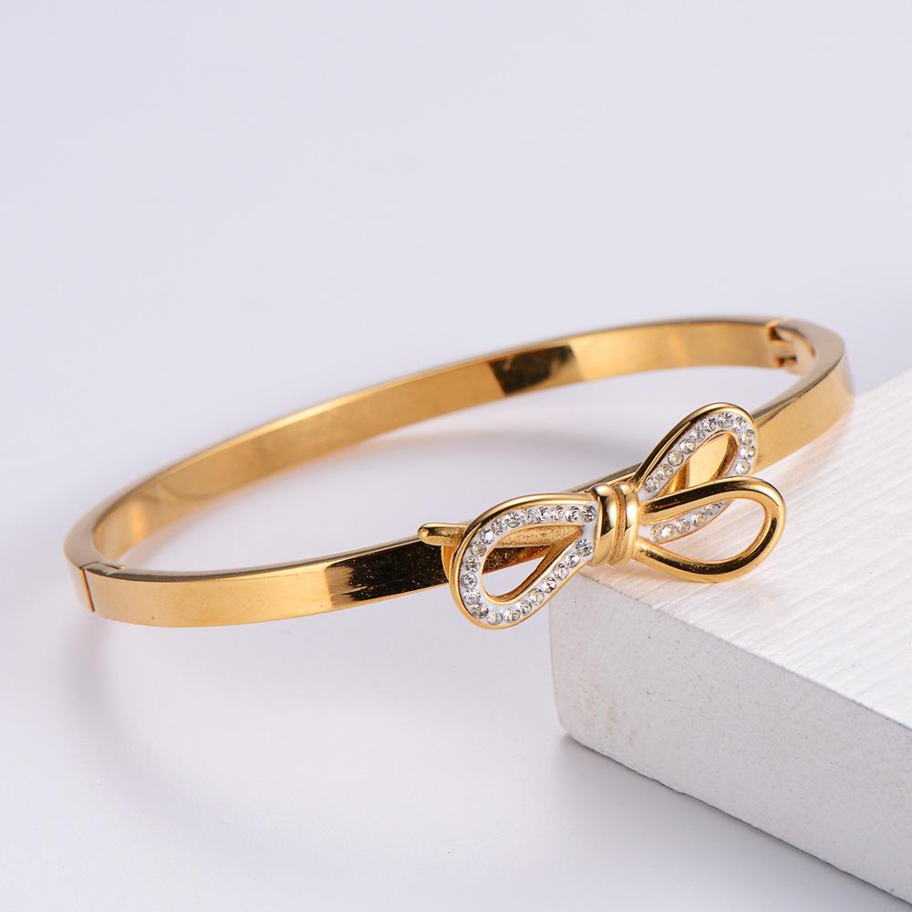 Christmas Titanium Steel Bow Fairy Sparkle Women's Bracelet - Holiday Gift for Friends