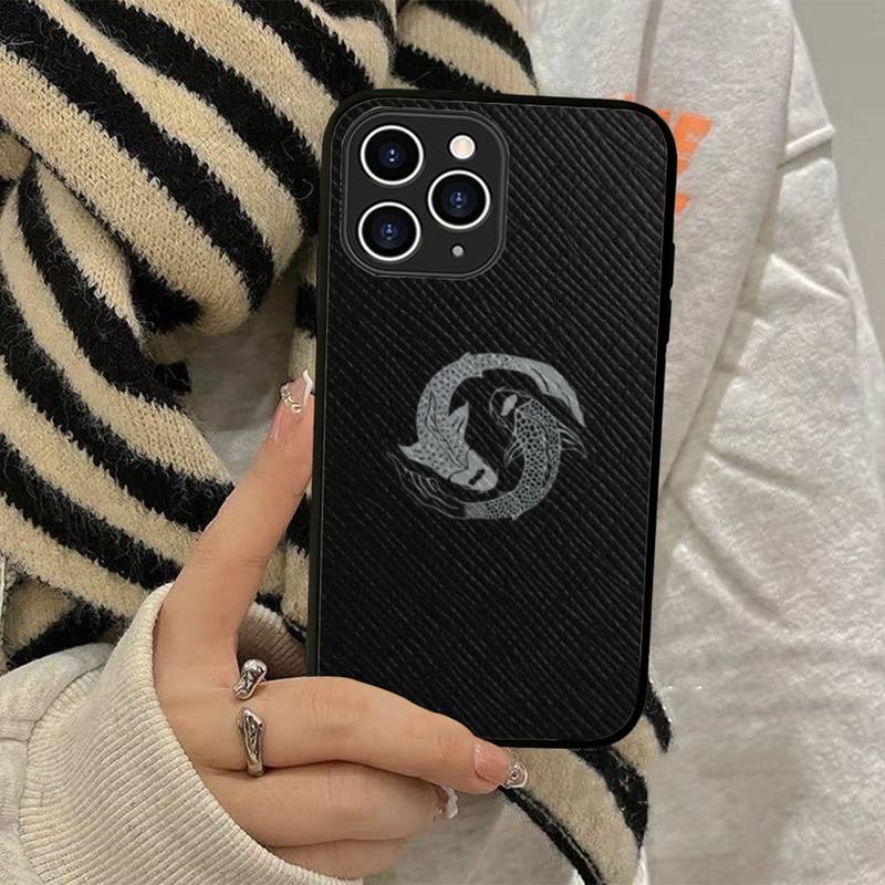 Chinese Koi Fishes Phone Case Hard Leather Case for iPhone 11 12 13 Mini Pro Max 8 7 Plus SE 2020 X XR XS Coque