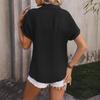 Summer Women's Casual Solid-color Wrinkled Fabric Button Short-sleeved Shirt