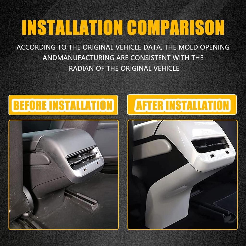 Rear Air Condition Vent Outlet Anti Kick Trim Cover for 2017-2023 Tesla Model 3 / Y AC Vent Lower Anti-Dirty Panel Decorative Cover Protector White