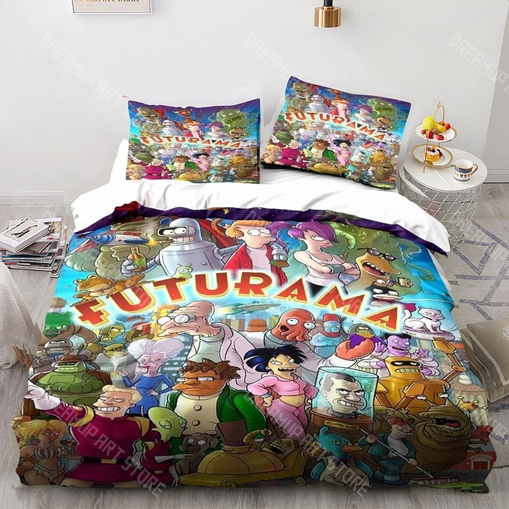 3D Printed F-Futuramas Bender Bedding Set for Boys Girls Duvet Cover Pillowcase Twin Queen King Full Single Double Sizes