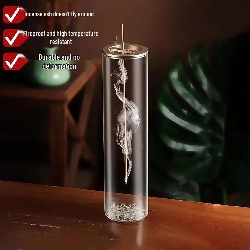 Metal Aromatherapy Incense Burner with Glass Holder and Anti-Ash Tray