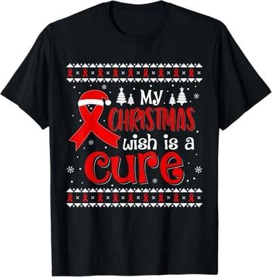 Herren- und Damen-T-Shirts NEU LIMITIERT Wunsch nach Heilung an Weihnachten Krebsaufklärung Hässliches Weihnachtst-Shirt S-3XL
