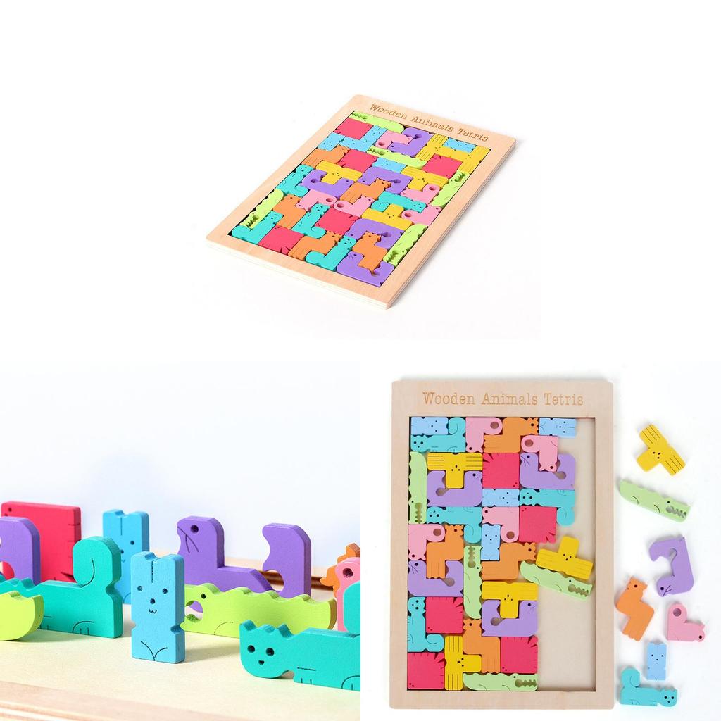 Wooden Animal Puzzle Block Educational Toy For Kids Learning And Development
