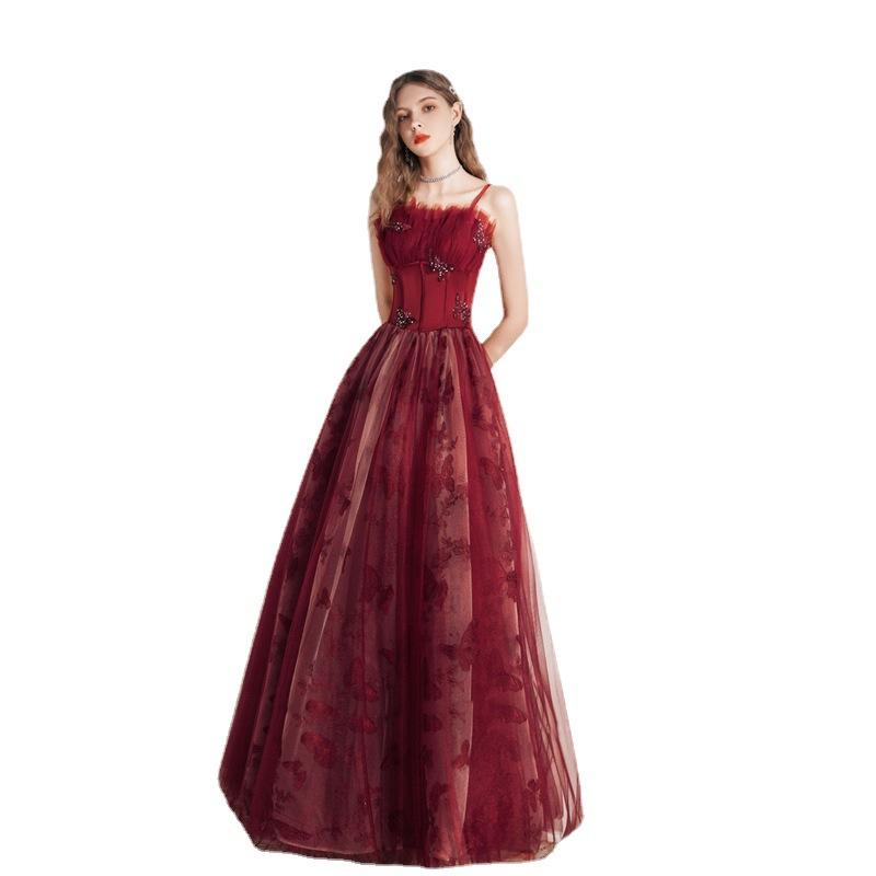 Toast dress bride 1011 new wedding summer red banquet foreign style engagement back door dress simple woman