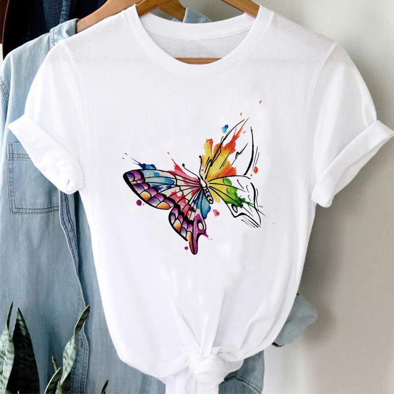 Lovely Flower Tee Top Fashion T Shirt Clothing 90s Sweet Trend Casual Short Sleeve Women Print Lady Female Graphic T-shirt