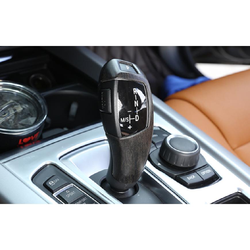 Fit For 2014-2018 BMW X5 X6 Wood Grain Inner Gear Shift Knob Decor Cover Trim