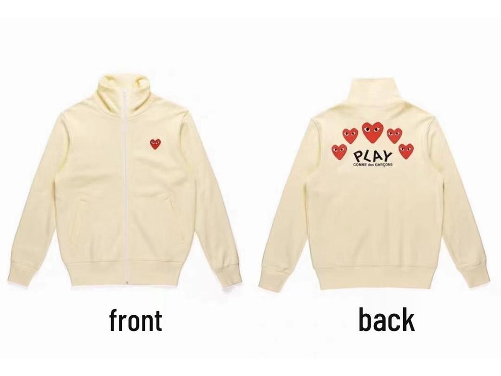 Chuan Jiu 2024 A/W Couple's Heart Hoodie Pullover with Stand Collar & Zipper