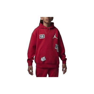 Jordan Sweat à capuche pour enfants avec patch d'école, lettre et numéro, rouge HF2163-687