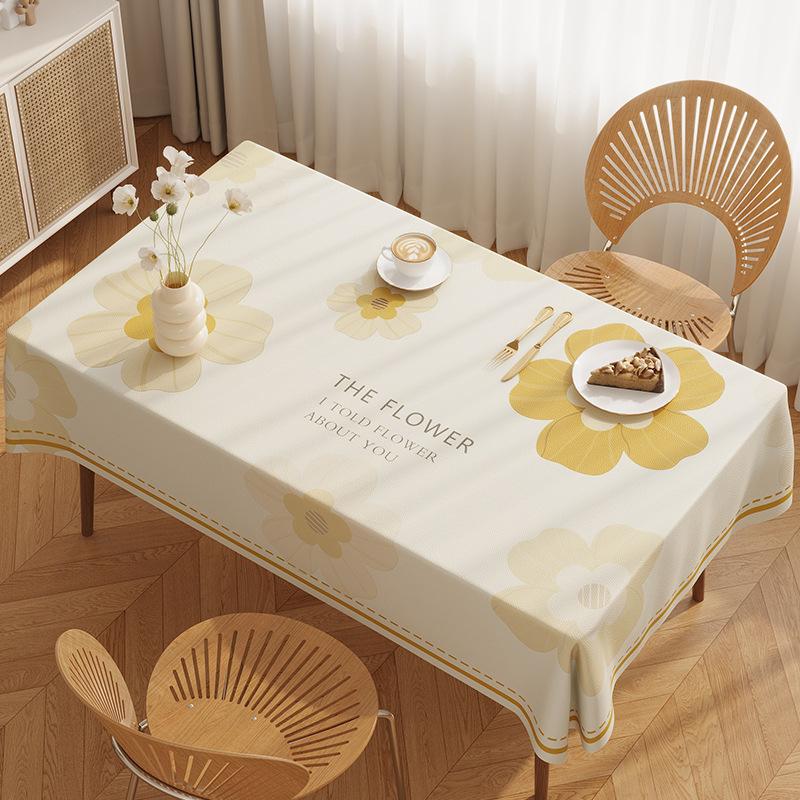 Small Fresh Dining Table Tablecloth Waterproof, Oil-Proof And Anti-Scalding Leave-In Coffee Table Tablecloth Light Luxury High-End Rectangular Dining