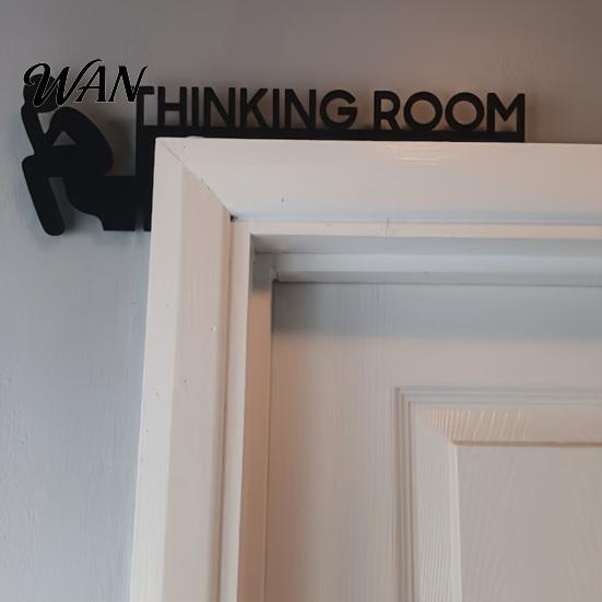Placa Divertida para Baño Cartel para Puerta de Sala de Pensamiento Arte de Pared Decoración Metálica Humorística Topper para Inodoro Marco de Hierro Negro para Baño Fácil Instalación