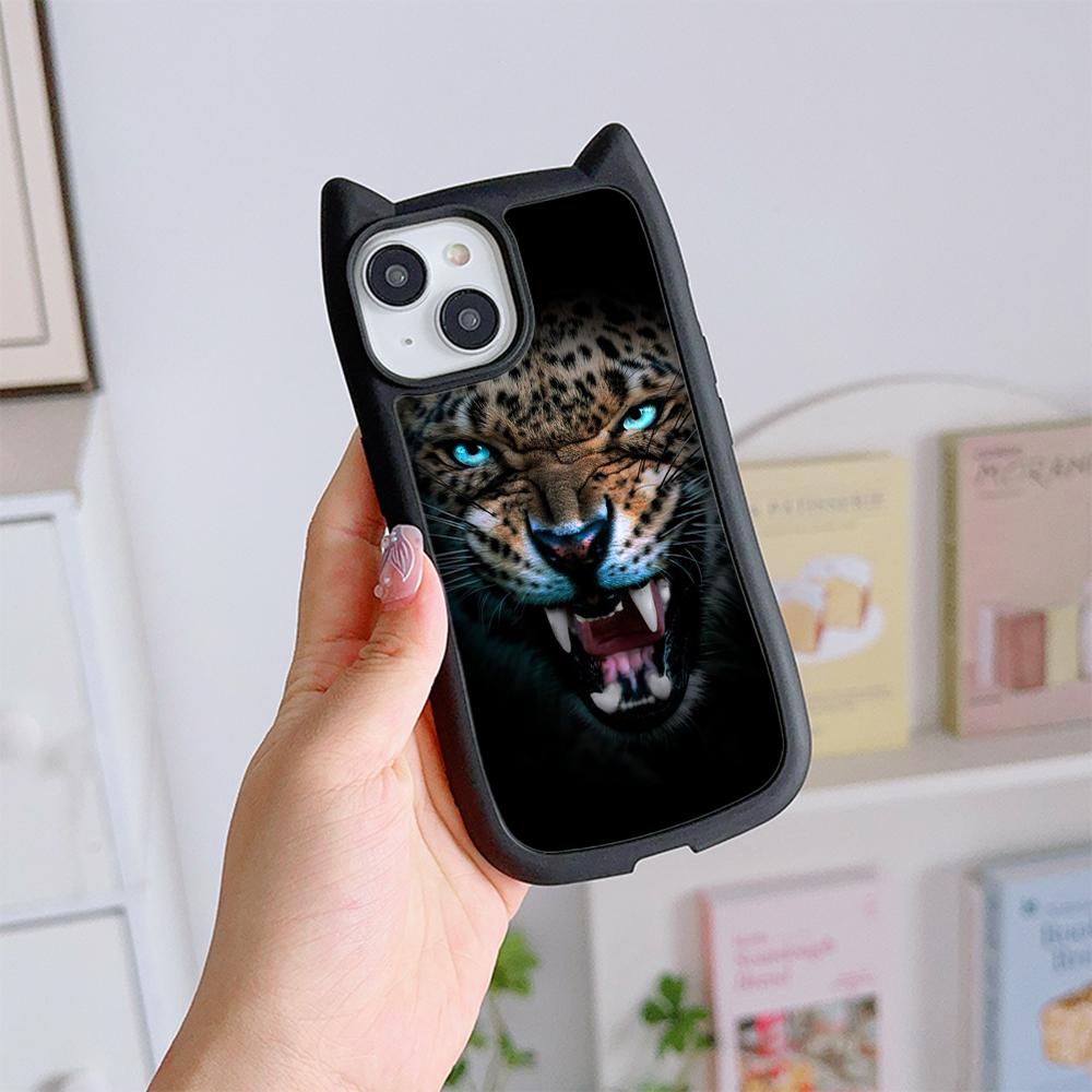 

Мягкие чехлы для телефонов с кошачьими ушками для iPhone 16 15 13 12 11 Pro Max 14 Plus XR XS Max TPU Anti-Drop Прозрачная акриловая задняя крышка N96 с дизайном «тигровые глаза» for iPhone 16 Plus