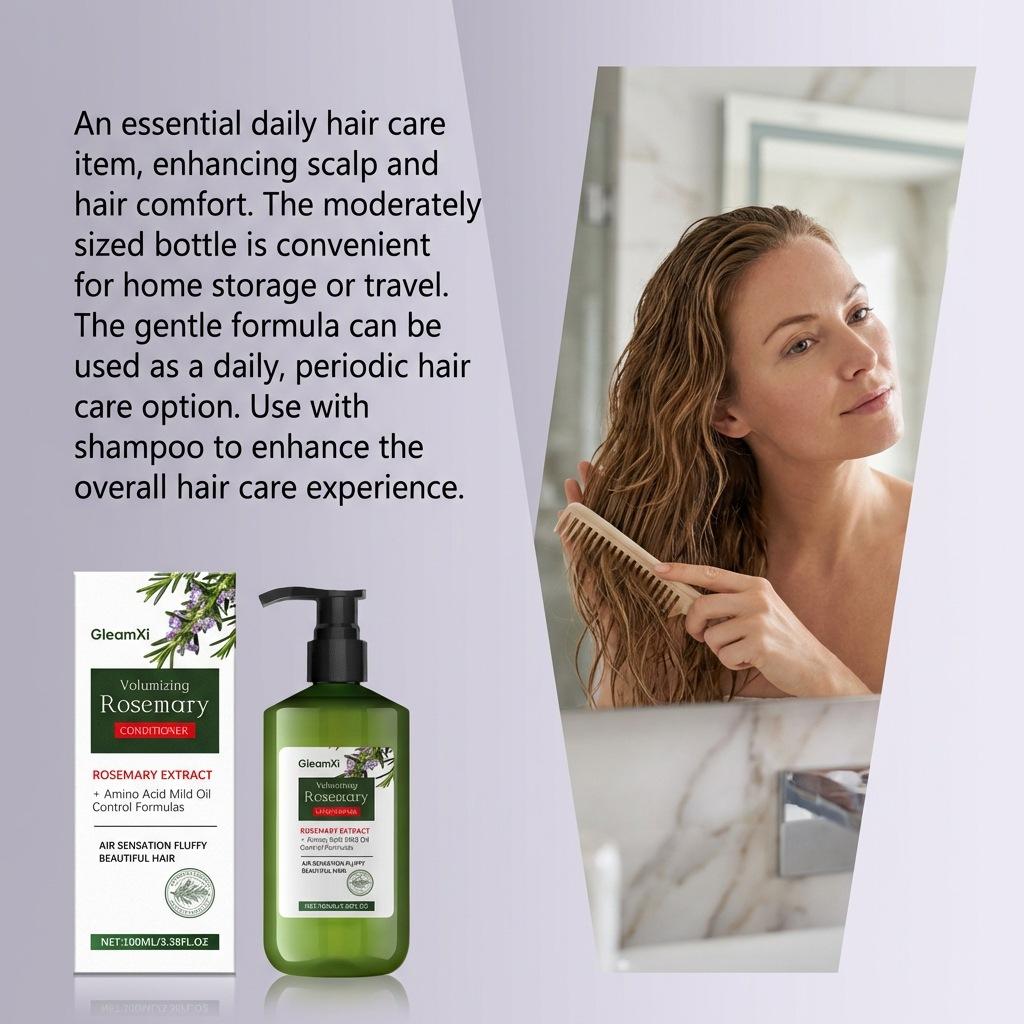 Shampoo / Balsamo Volumizzante al Rosmarino GleamXi, Cura dei Capelli Morbidi con Olio Controllo Aminoacidi, Bagnoschiuma Idratante con Estratto di Rosmarino 100ml