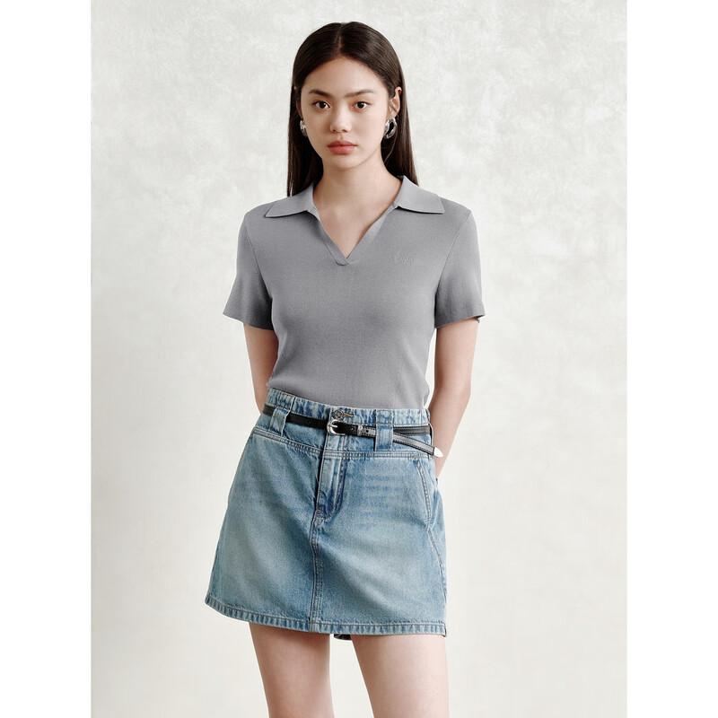 Peacebird Women's Mint Cool Polo Knit Short Sleeve Top