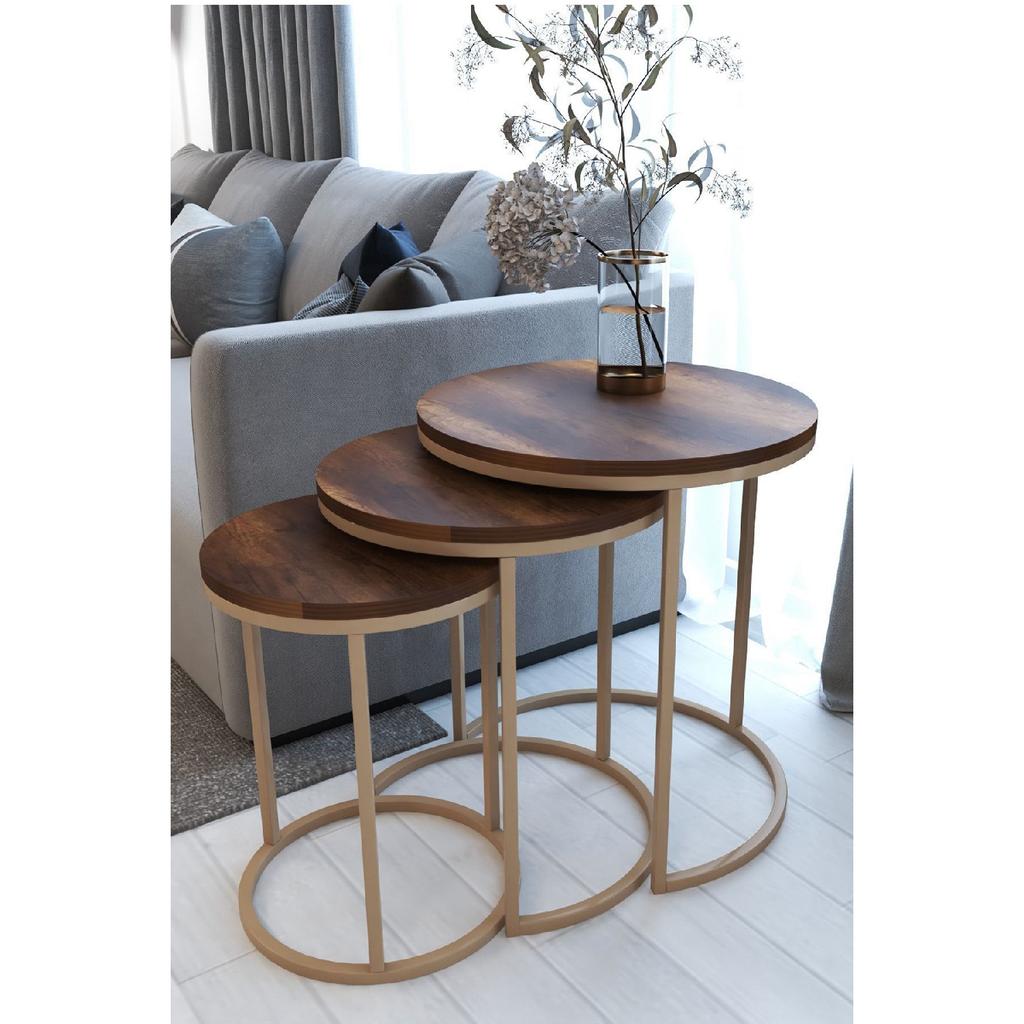 Ecol 3-piece Luxury C Nesting Coffee Table Capicino Walnut