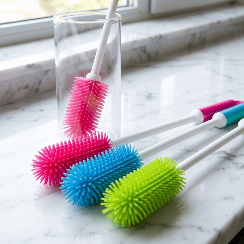 Long Handle Feeding Bottle Brushes Eco-Friendly Silicone Cup Brush Cups