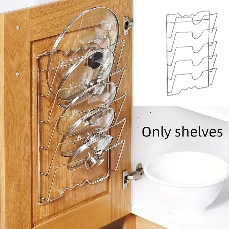 1 Piece of Metal Kitchen Storage Rack - Multifunctional Wall Mounted Pot Cover and Cutting Board Rack, Multi-layer Design.