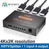 1 X 4 HDMI-Compatible Splitter Converter 1 In 4 Out HD 1.4 Splitter Amplifier HDCP 4K/1080P Dual Display for HDTV DVD PS3 Xbox 4