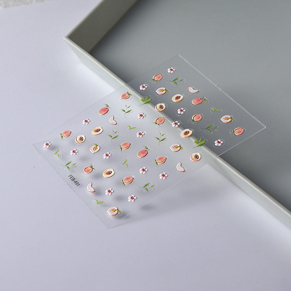 Summer 3D Fruit Nail Art Stickers - Peach Design for Kids DIY