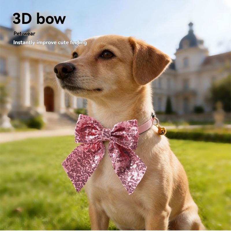 Stylish Fabric Puss Collar Necklace Adjustable Length And Decorative Bowknot Pet Neckband For Small Medium Pet